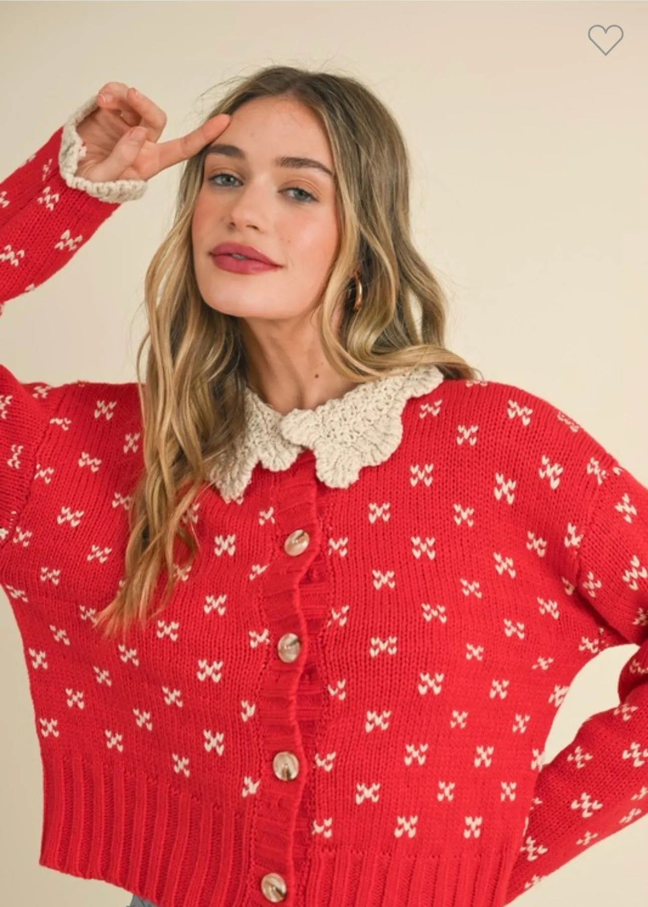 Red Crochet Cardigan