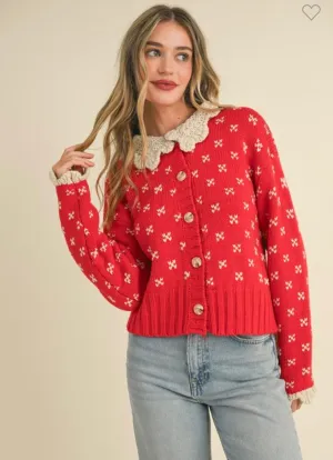 Red Crochet Cardigan