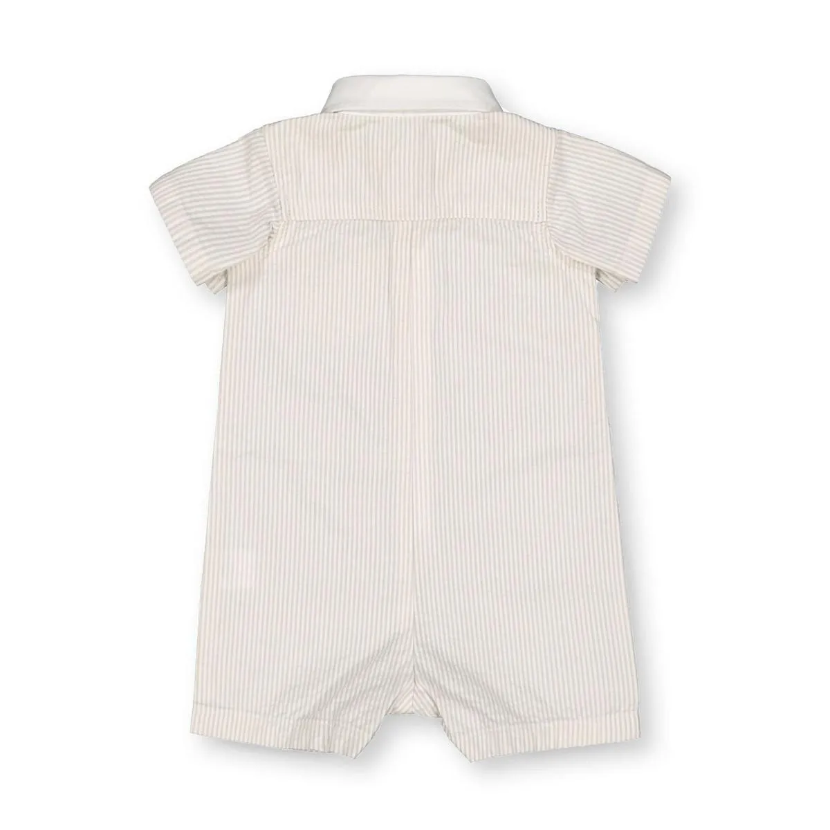 Seersucker Button Front Romper Taupe - Taupe Seersucker