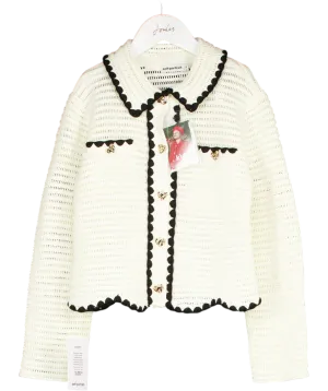 Self-Portrait Cream Crochet Cardigan with Gold Heart Buttons 8-10 Years