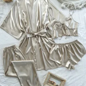 Seraphina Silk 4 Packs Pajamas Set - Champagne