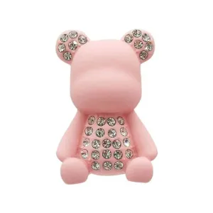 Shoe charm brooch - Pink teddy with diamonds