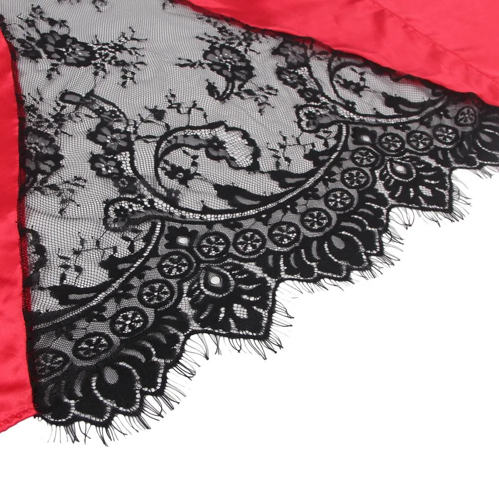 Silk Satin Lace Hollow Out Sexy Egypt Women Kimono Home