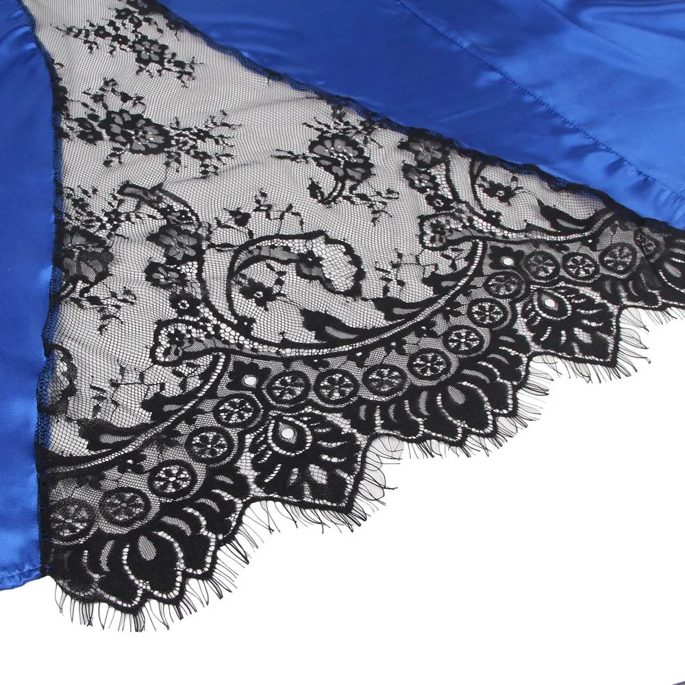 Silk Satin Lace Hollow Out Sexy Egypt Women Kimono Home