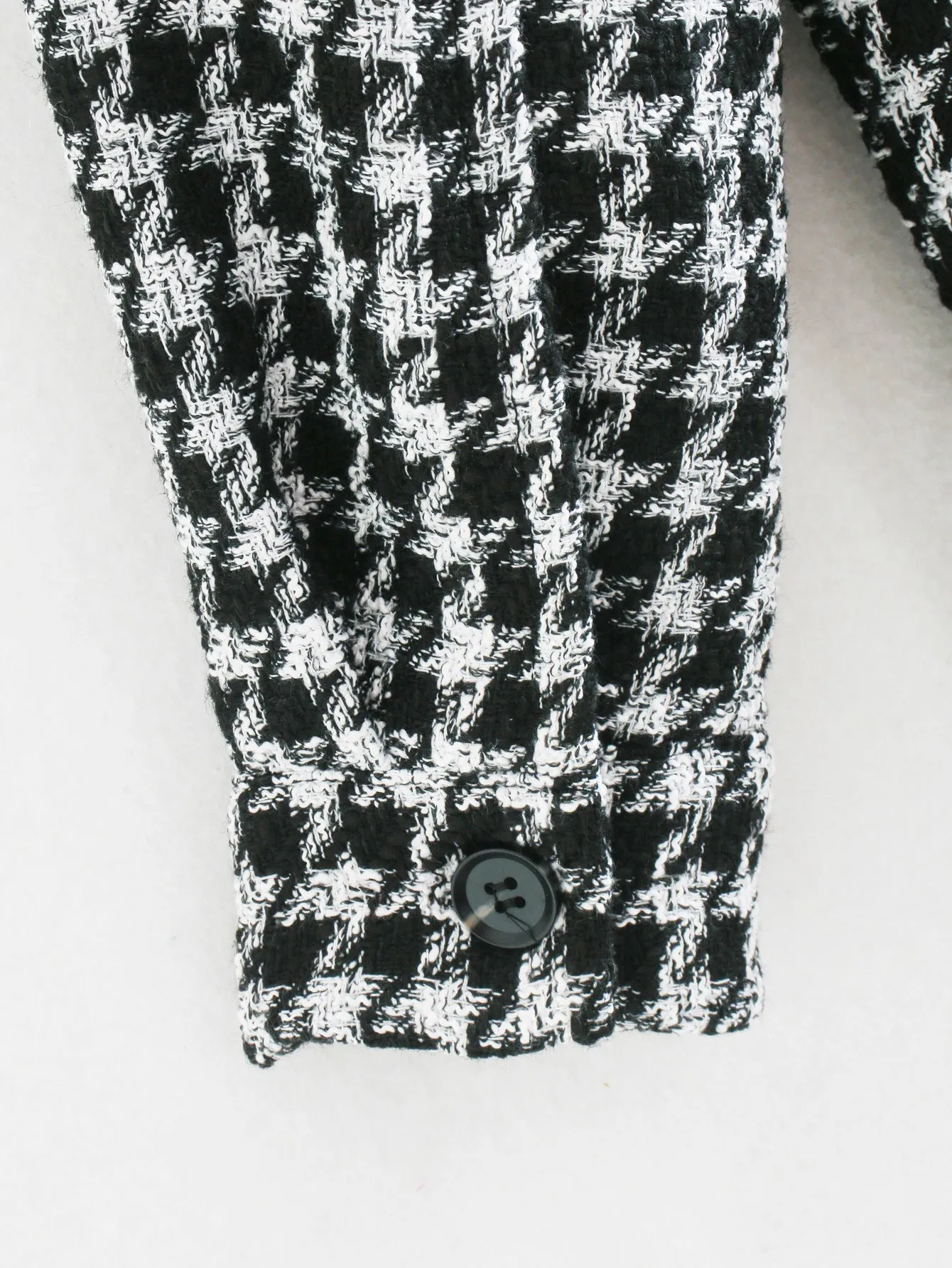 Single-breasted Mid-length Houndstooth Coat Outerwear