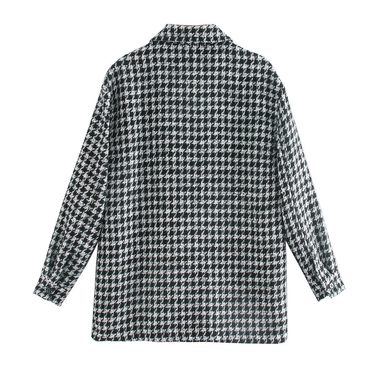 Single-breasted Mid-length Houndstooth Coat Outerwear