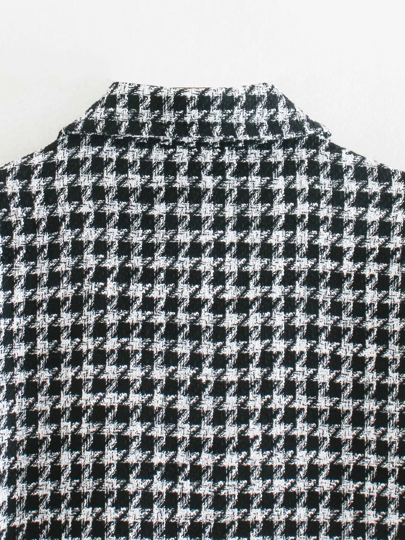Single-breasted Mid-length Houndstooth Coat Outerwear