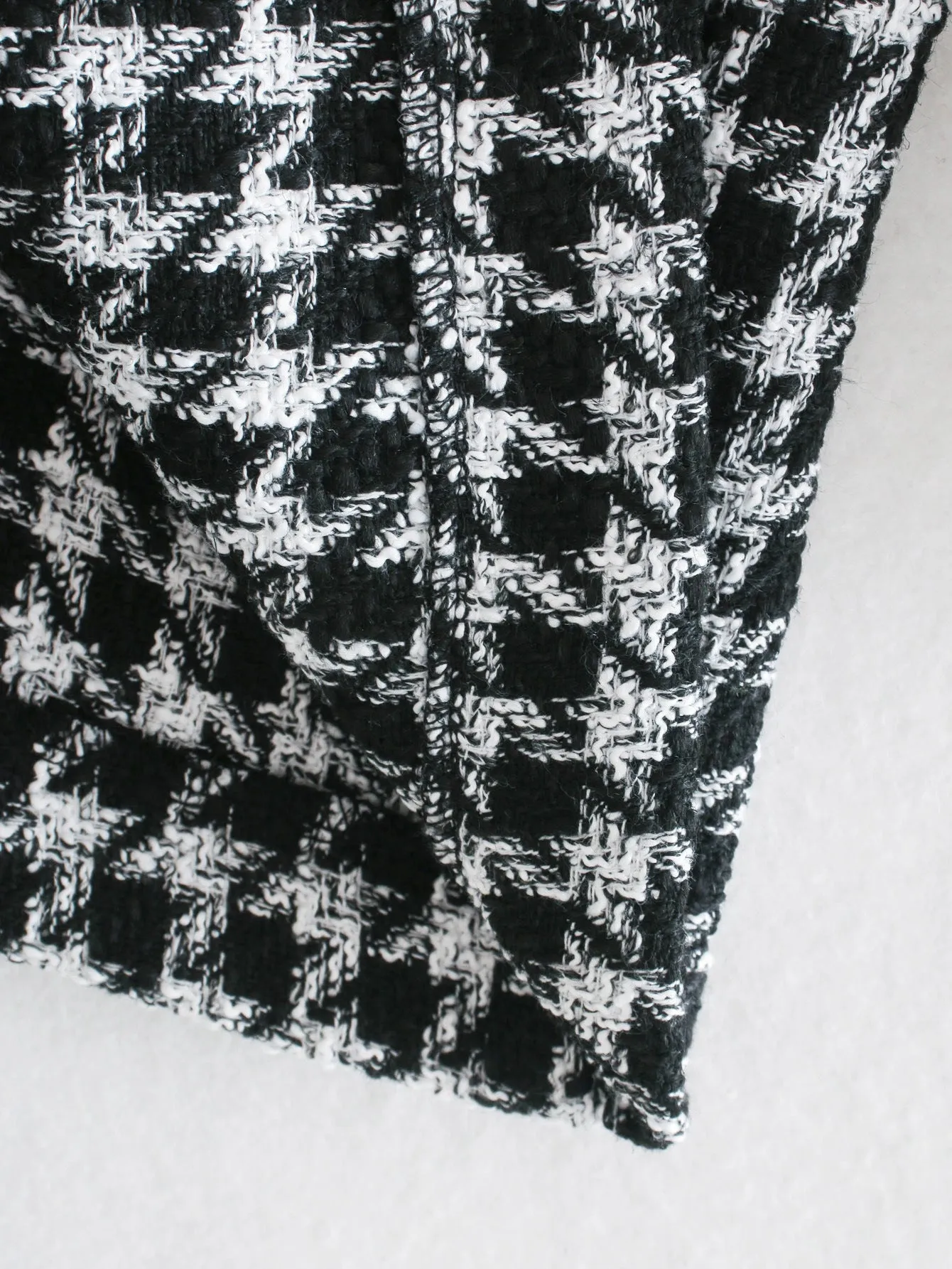 Single-breasted Mid-length Houndstooth Coat Outerwear