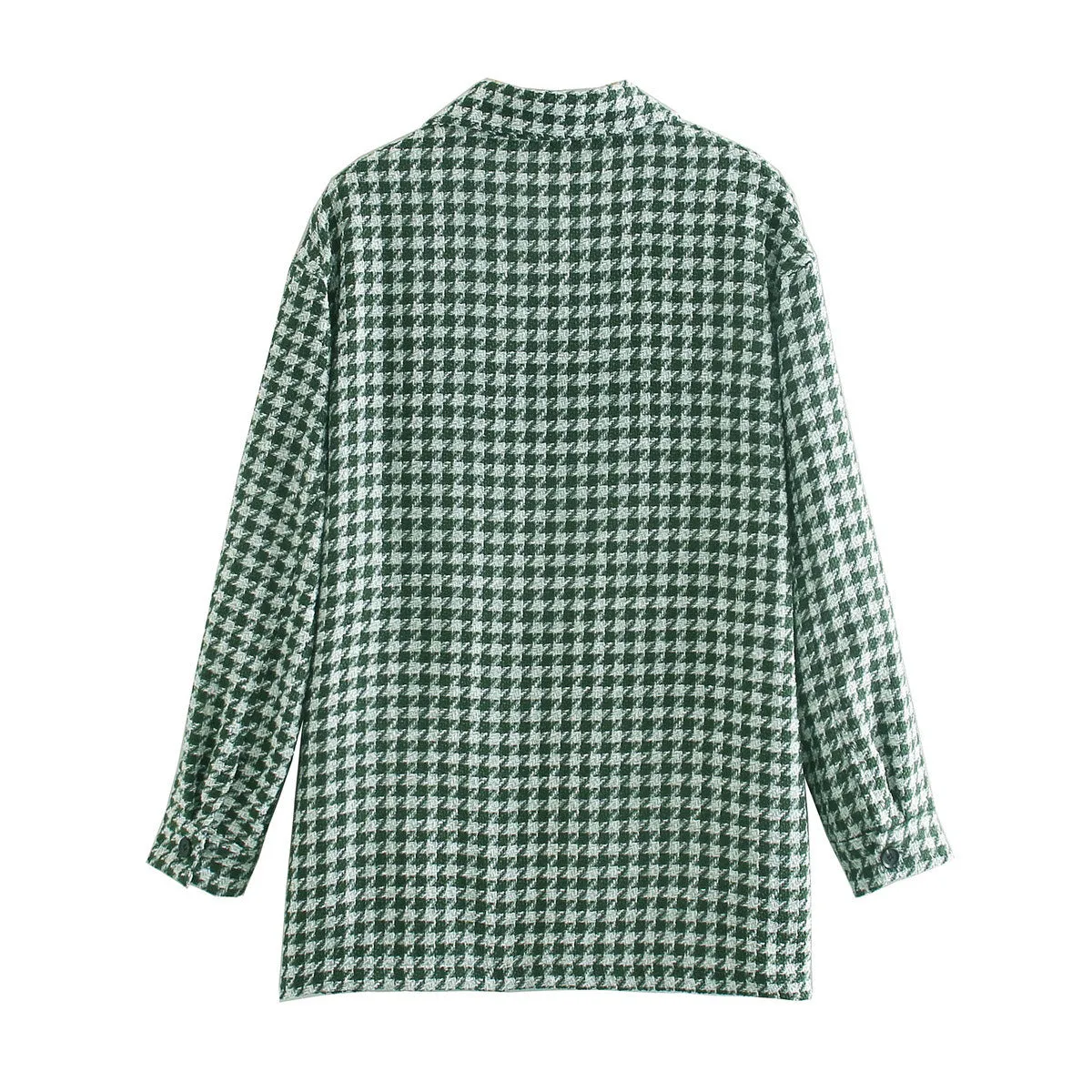Single-breasted Mid-length Houndstooth Coat Outerwear