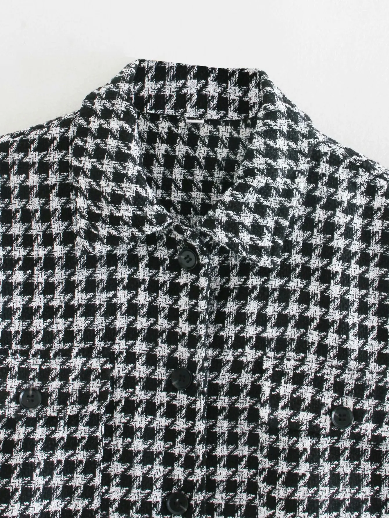 Single-breasted Mid-length Houndstooth Coat Outerwear