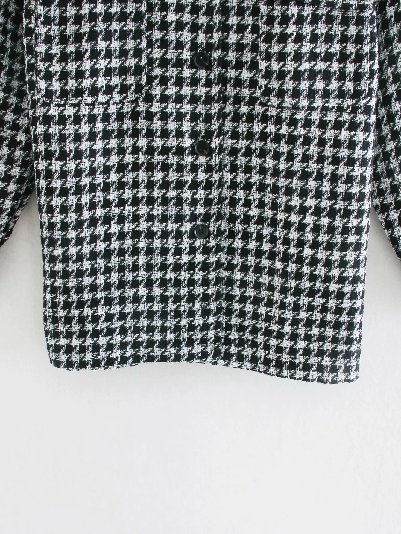 Single-breasted Mid-length Houndstooth Coat Outerwear