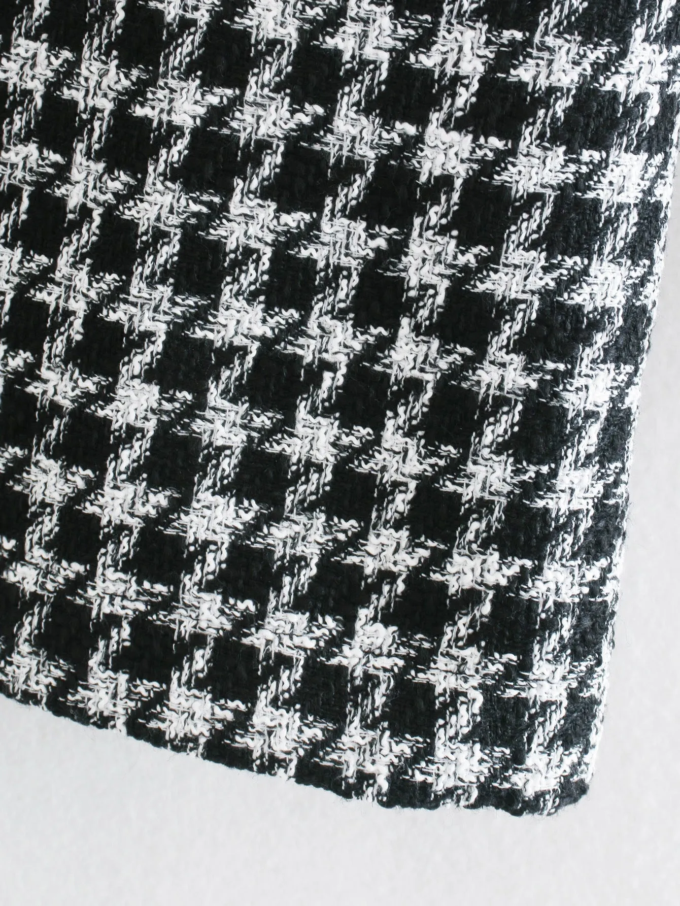 Single-breasted Mid-length Houndstooth Coat Outerwear
