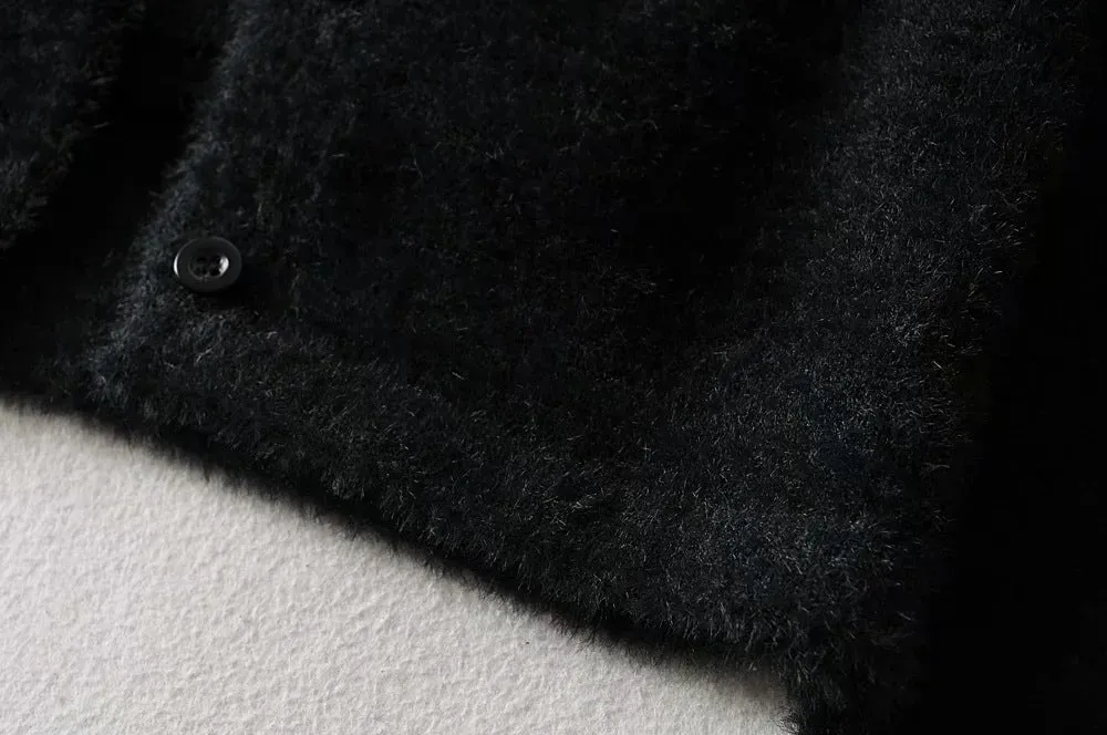 Single-breasted Mohair Camisole Cardigan Two-piece Suit Set