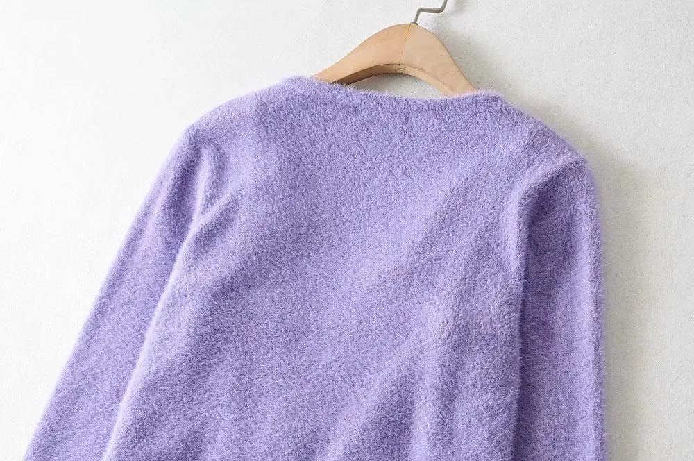 Single-breasted Mohair Camisole Cardigan Two-piece Suit Set