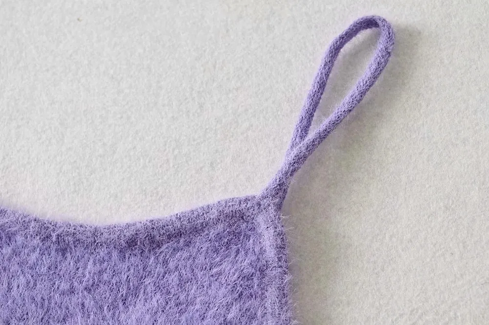Single-breasted Mohair Camisole Cardigan Two-piece Suit Set