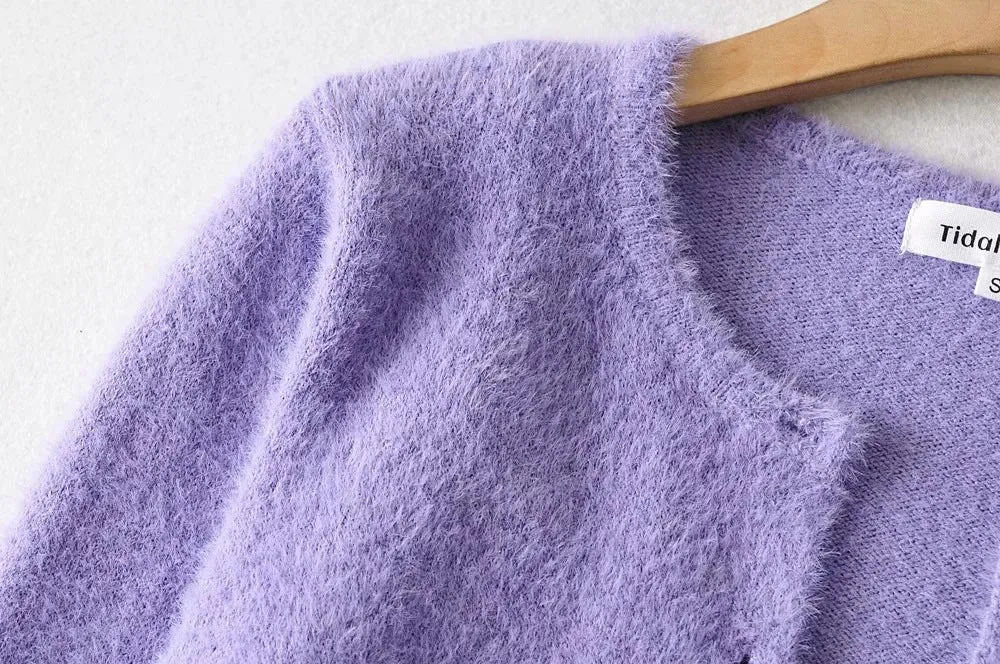 Single-breasted Mohair Camisole Cardigan Two-piece Suit Set