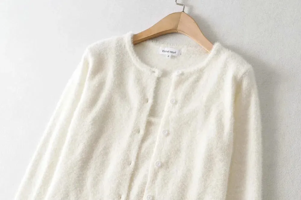 Single-breasted Mohair Camisole Cardigan Two-piece Suit Set