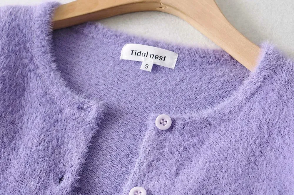 Single-breasted Mohair Camisole Cardigan Two-piece Suit Set