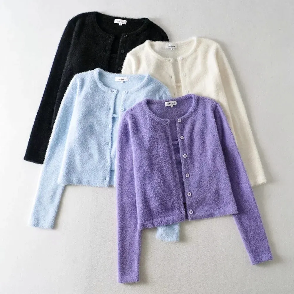 Single-breasted Mohair Camisole Cardigan Two-piece Suit Set