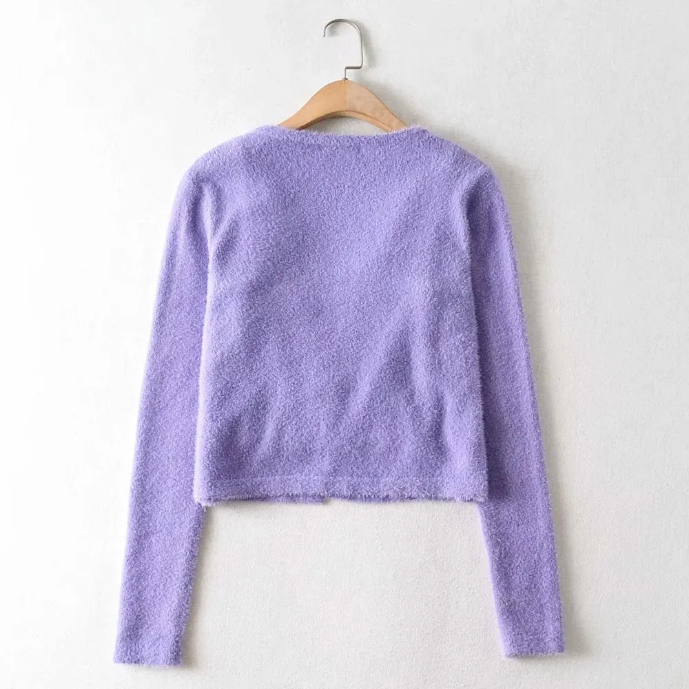 Single-breasted Mohair Camisole Cardigan Two-piece Suit Set