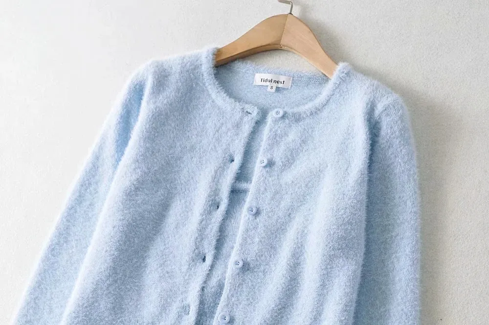Single-breasted Mohair Camisole Cardigan Two-piece Suit Set