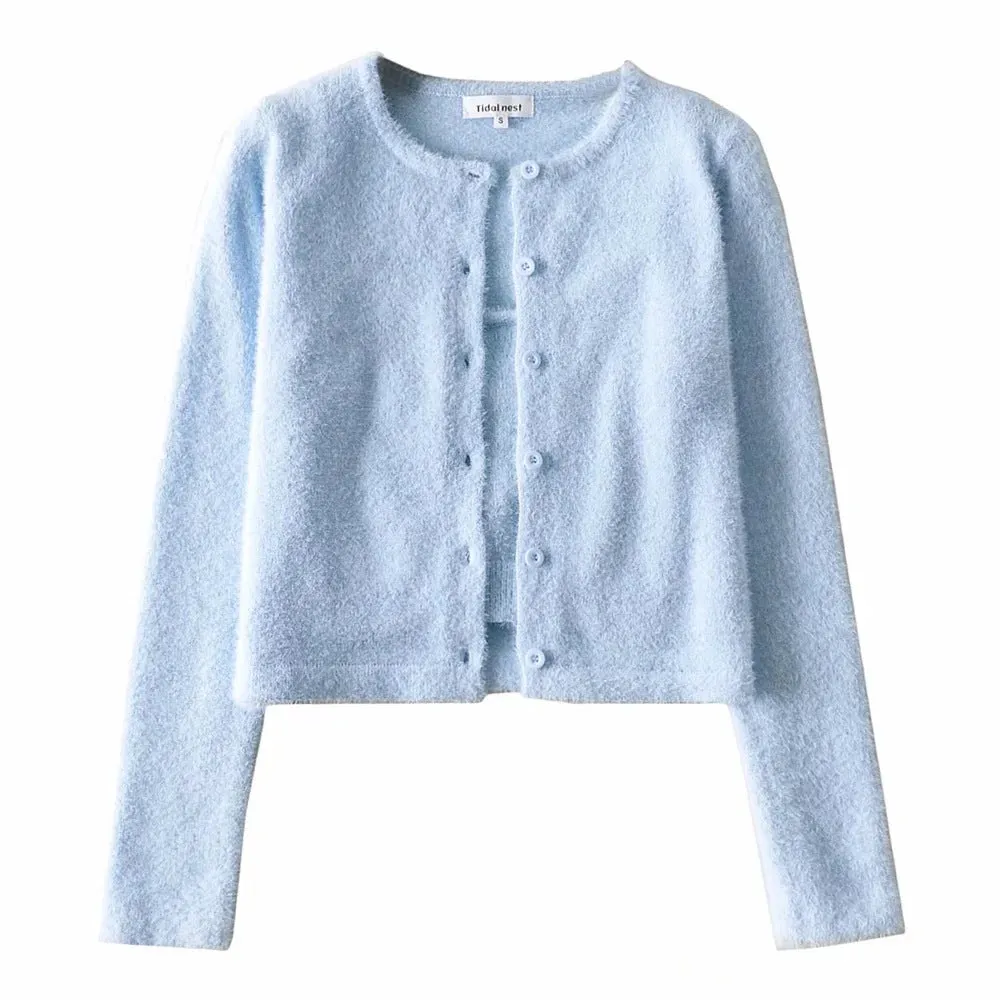 Single-breasted Mohair Camisole Cardigan Two-piece Suit Set