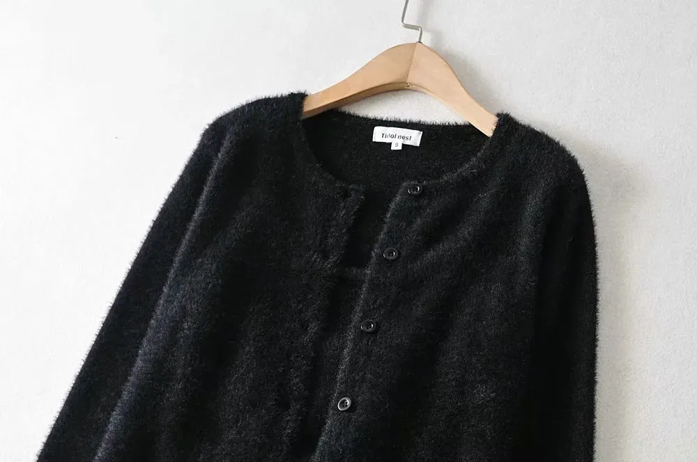 Single-breasted Mohair Camisole Cardigan Two-piece Suit Set
