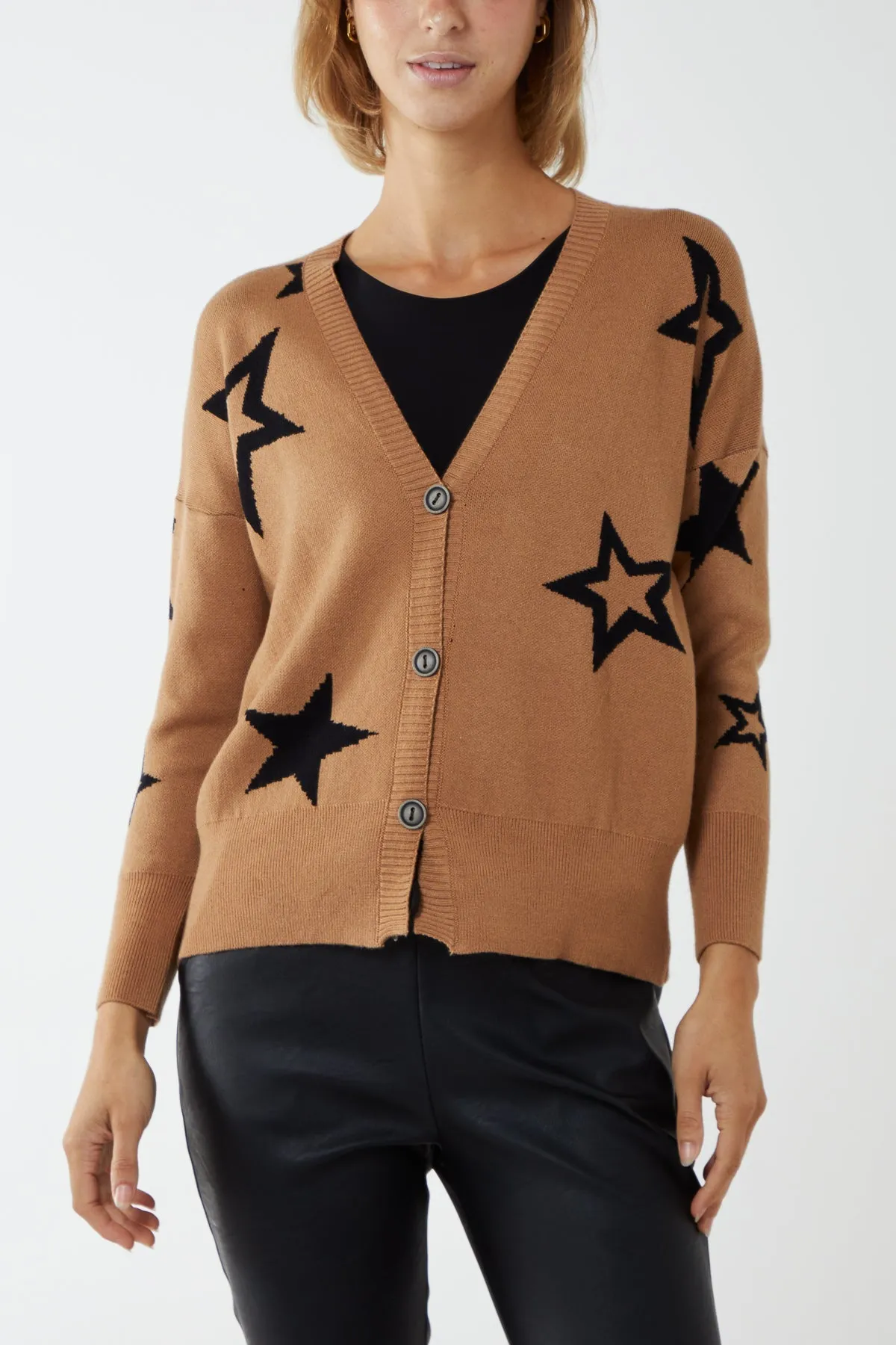Star Fine Knit Button Cardigan