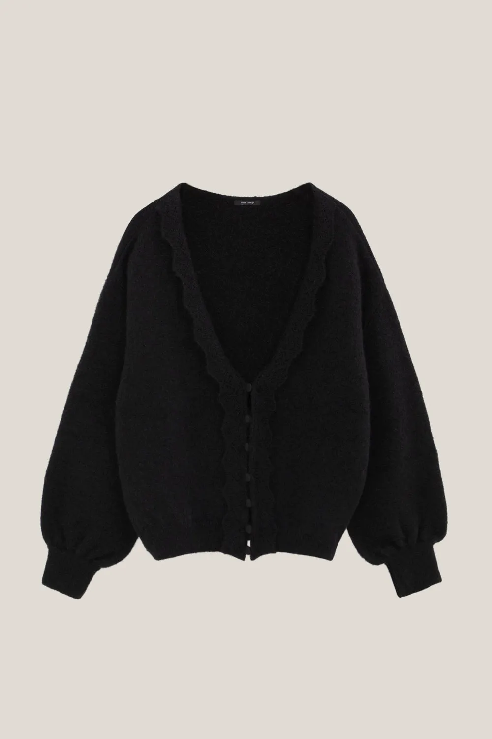 TAIGA - Cardigan noir tricot réversible devant/dos
