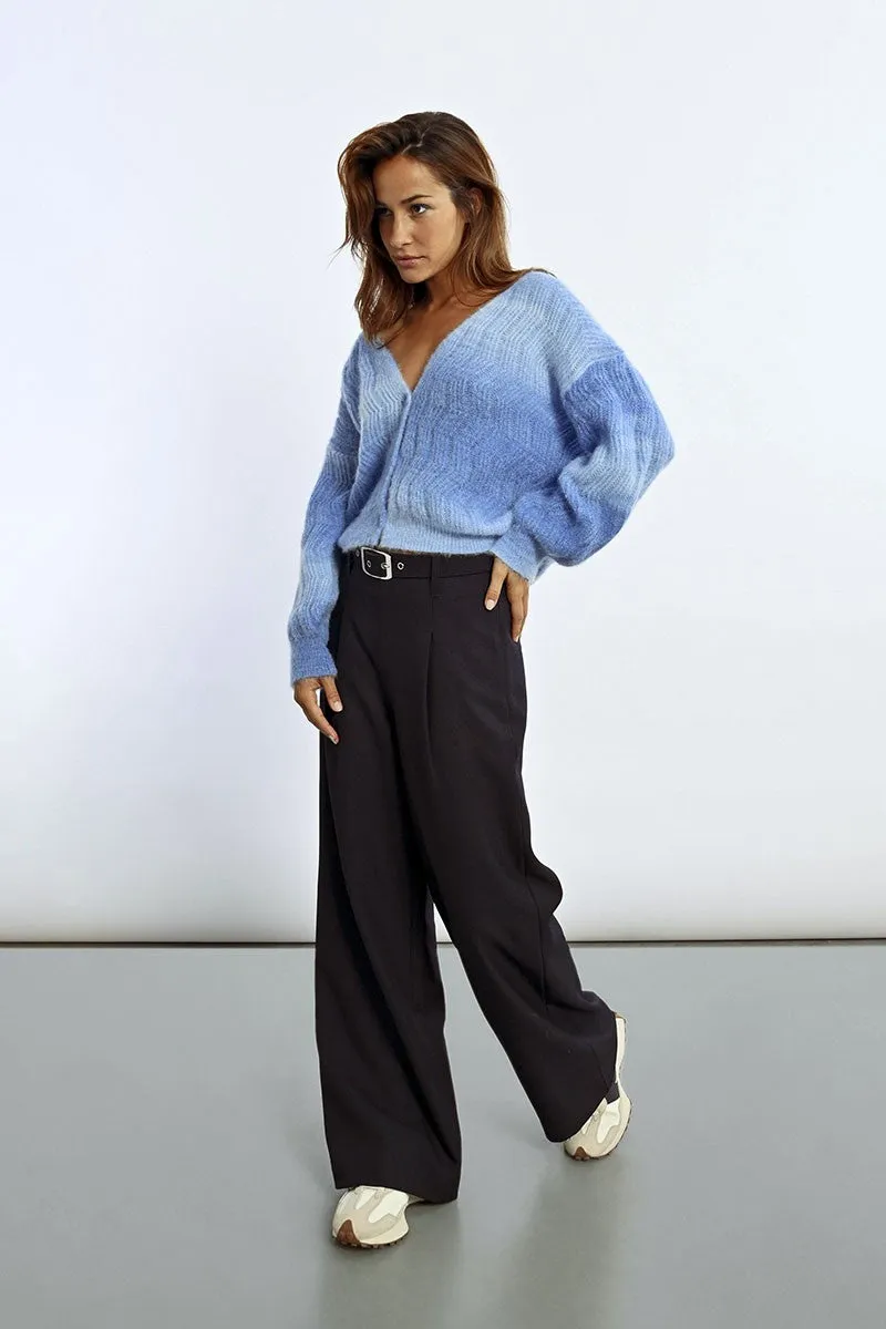 TIE AND DYE POINTELLE KNIT CARDIGAN