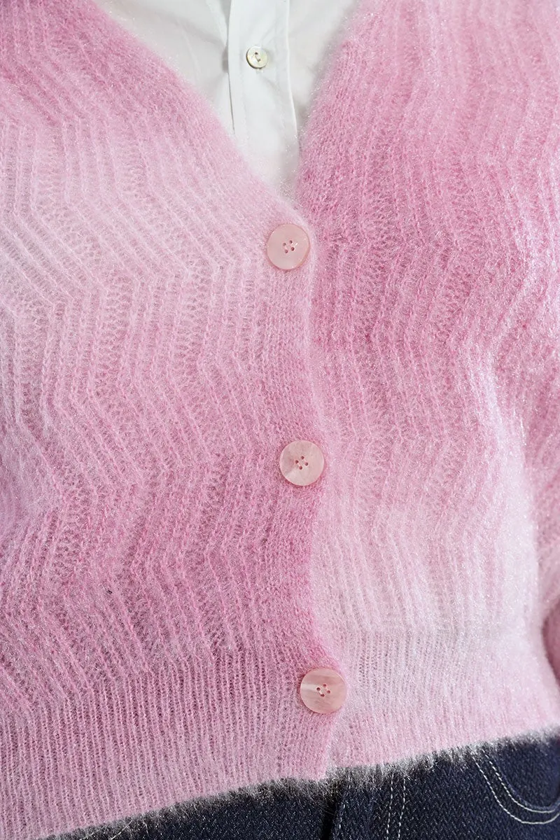 TIE AND DYE POINTELLE KNIT CARDIGAN