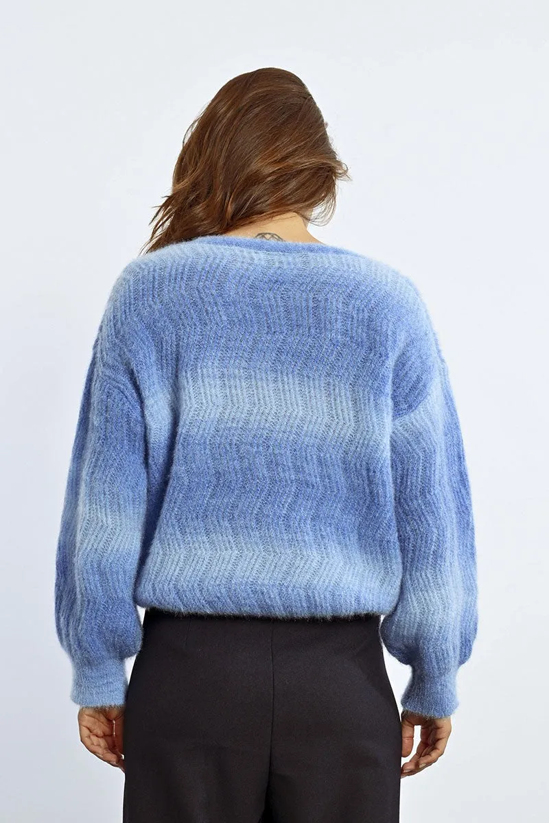 TIE AND DYE POINTELLE KNIT CARDIGAN