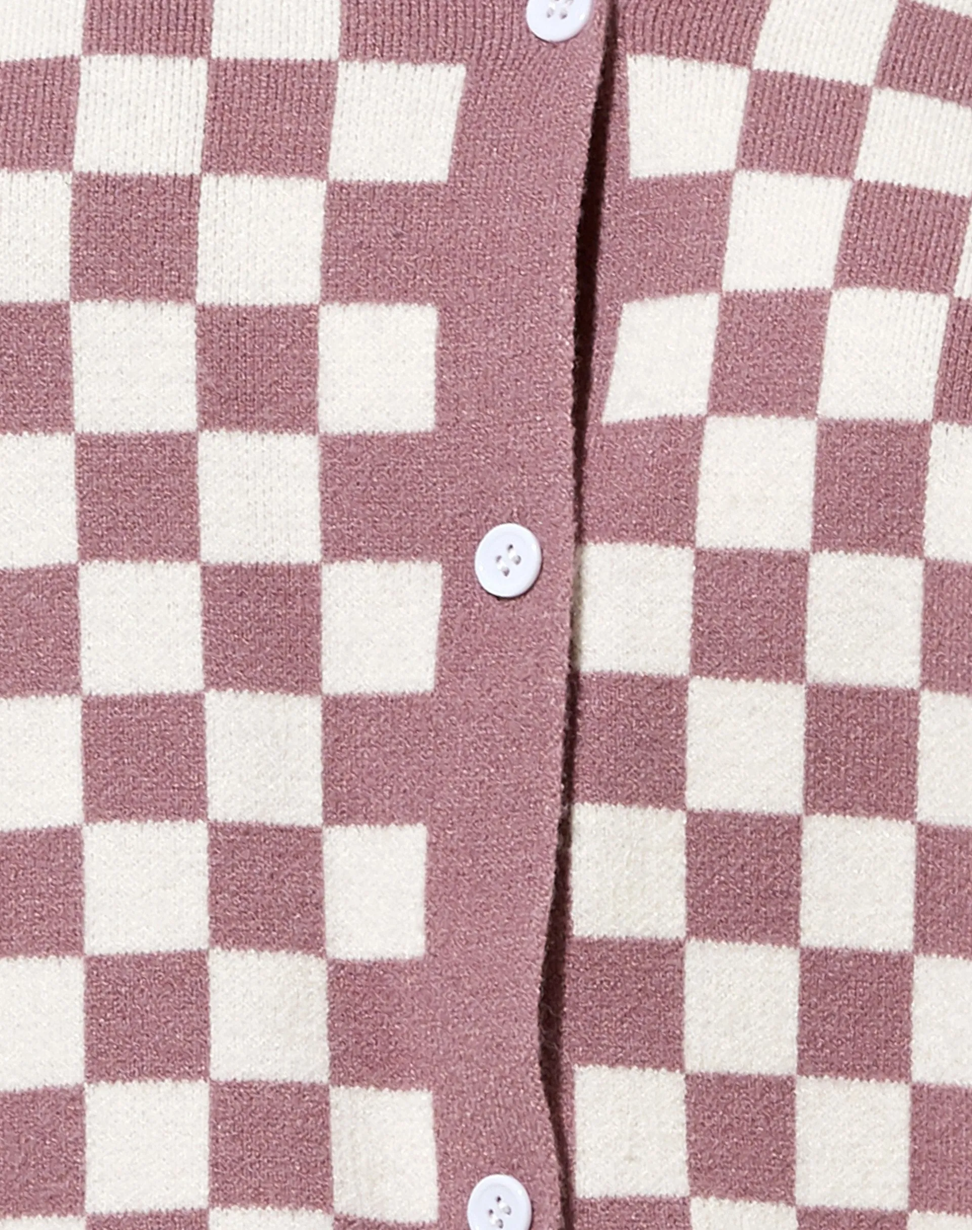 Topy Cardi in Check Lilac Cream