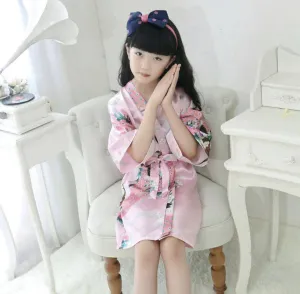 Traditional Japanese Silk Peacock Kimono Pajamas Sleepwear