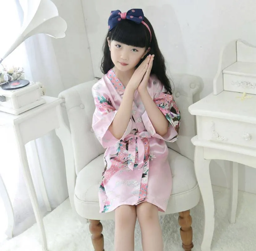 Traditional Japanese Silk Peacock Kimono Pajamas Sleepwear