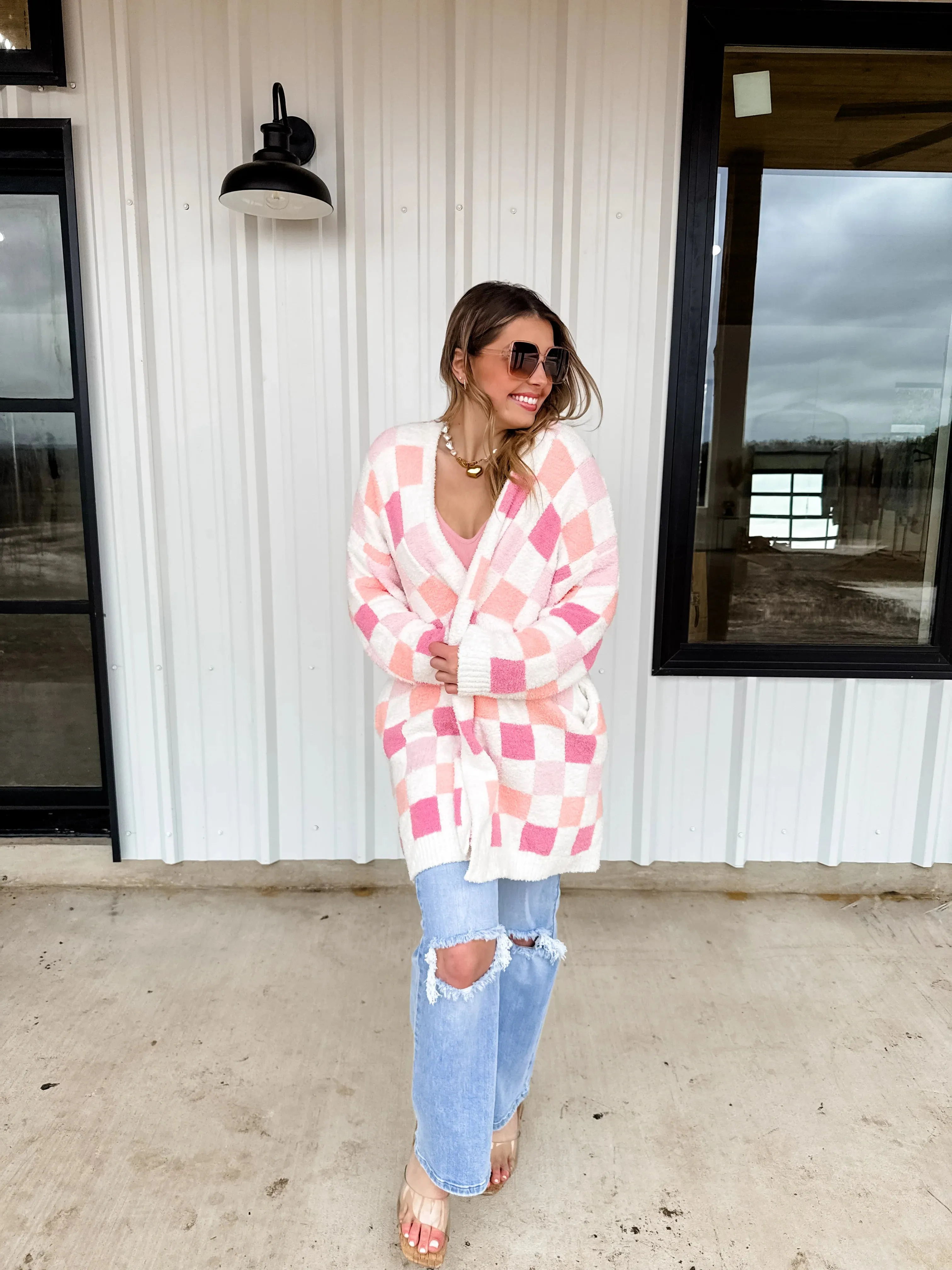 ULTRA SOFT CLOUD CHECKERED CARDIGAN