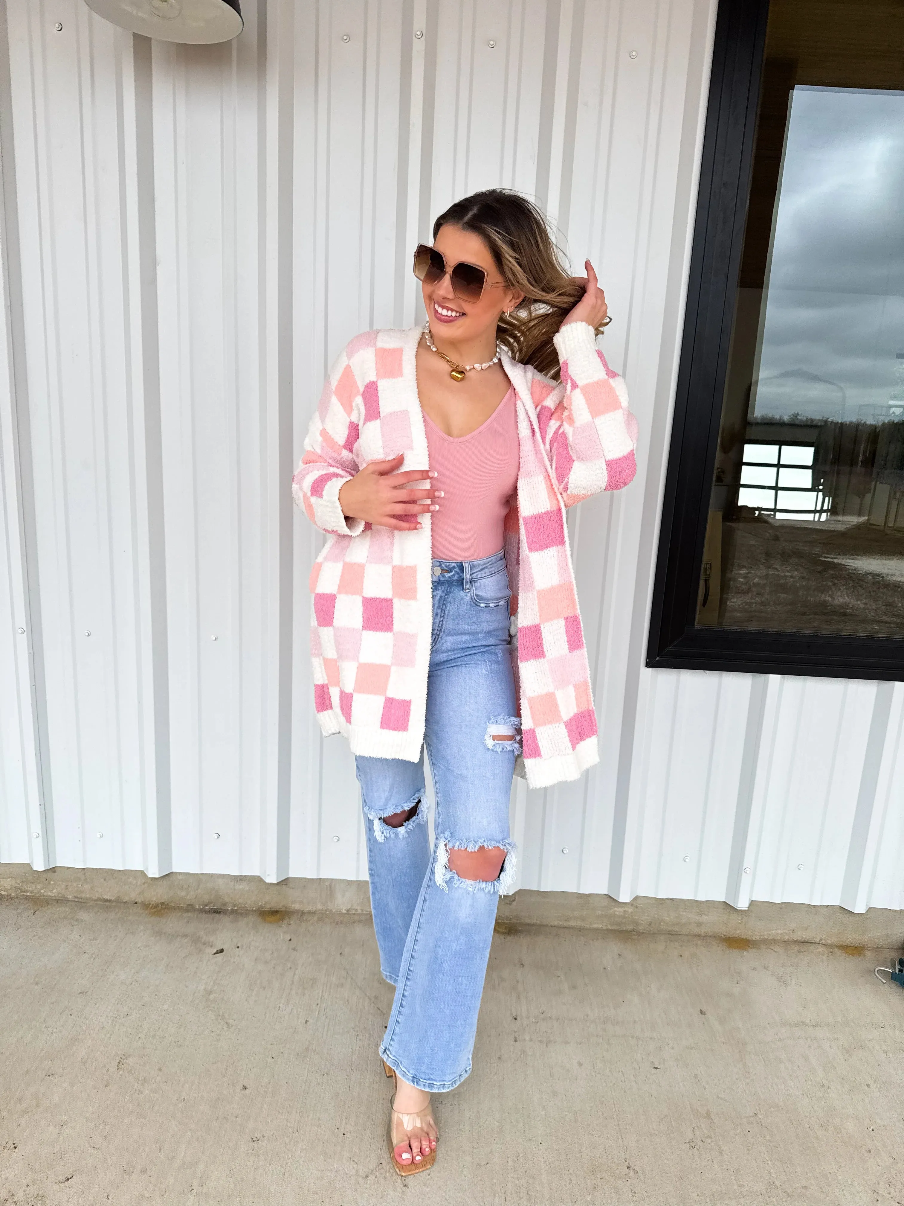 ULTRA SOFT CLOUD CHECKERED CARDIGAN