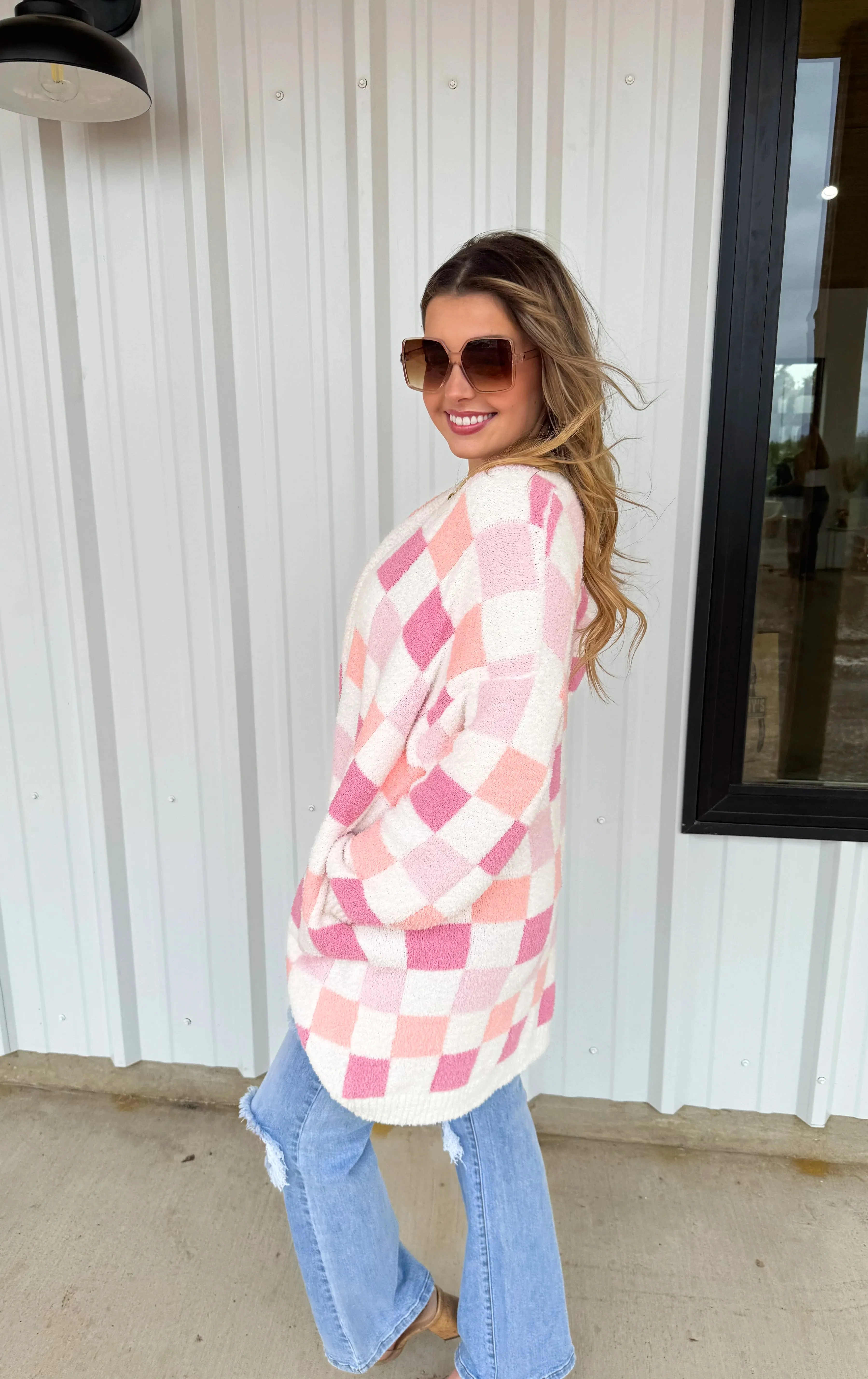 ULTRA SOFT CLOUD CHECKERED CARDIGAN