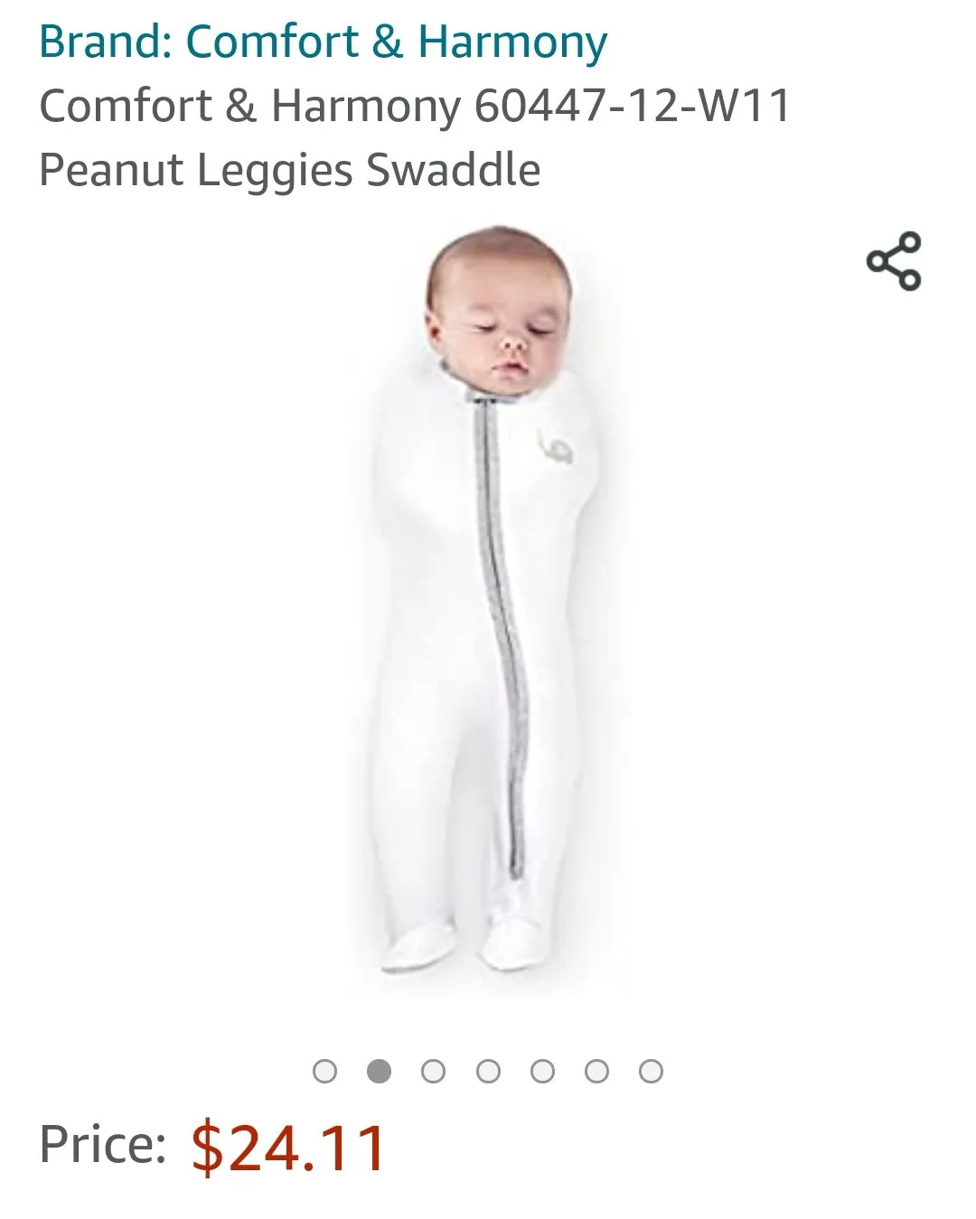 UNISEX SIZE 3/6 MONTHS - PEANUT Leggies Swaddle EUC B3