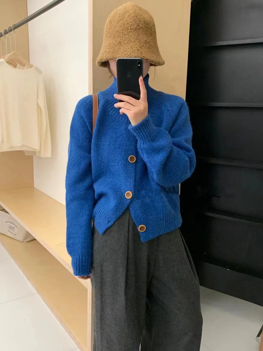 Unshrunken Solid Color Cardigan for Women's Cozy Style