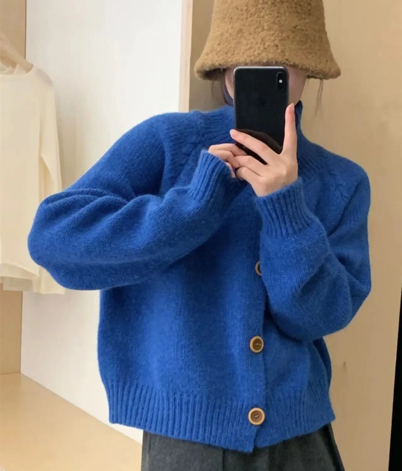 Unshrunken Solid Color Cardigan for Women's Cozy Style