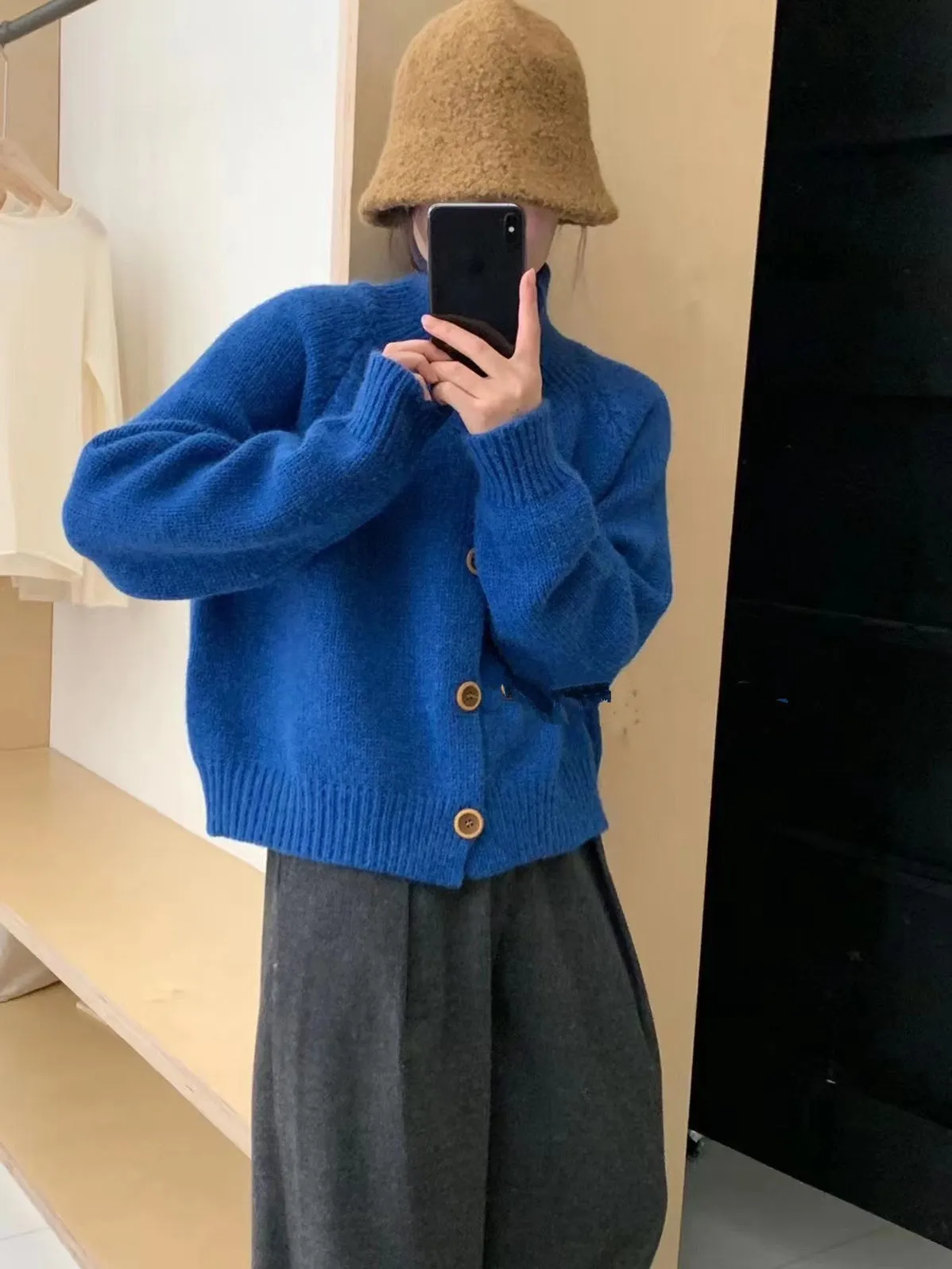 Unshrunken Solid Color Cardigan for Women's Cozy Style