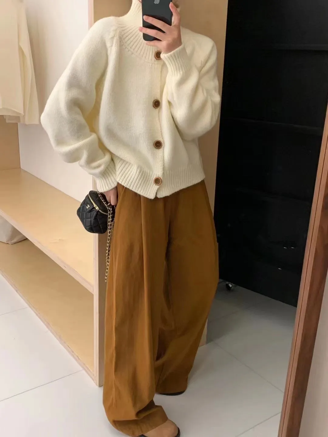 Unshrunken Solid Color Cardigan for Women's Cozy Style
