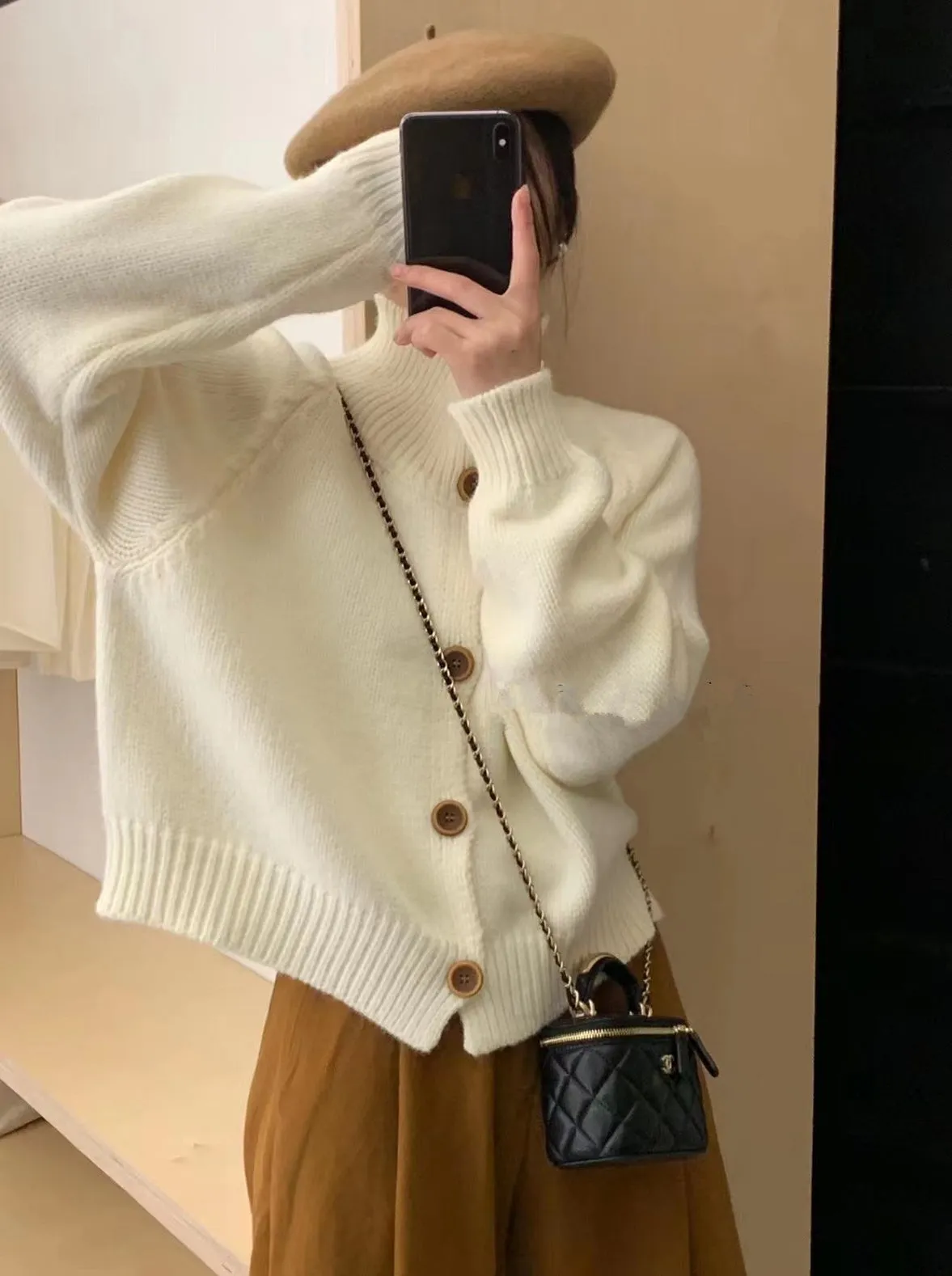 Unshrunken Solid Color Cardigan for Women's Cozy Style