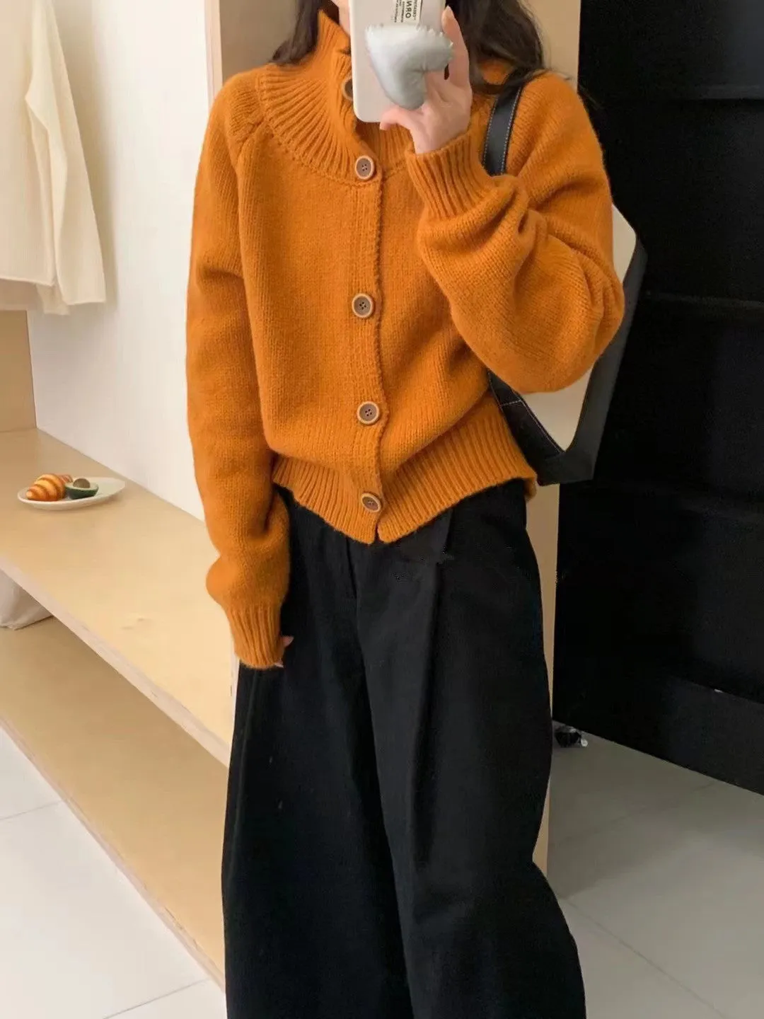 Unshrunken Solid Color Cardigan for Women's Cozy Style
