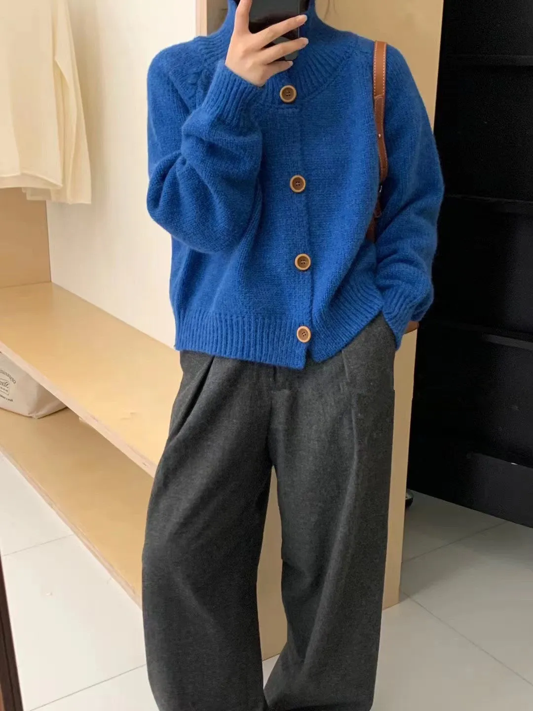 Unshrunken Solid Color Cardigan for Women's Cozy Style