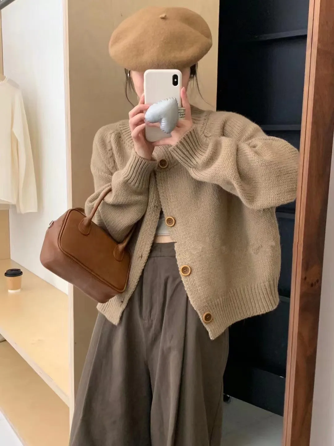 Unshrunken Solid Color Cardigan for Women's Cozy Style