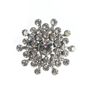 Vintage Art Deco Style Diamante Crystal Brooch, Silver Tone