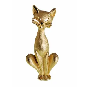 Vintage Gold Tone Cool Siamese Cat Brooch BSK 1960s