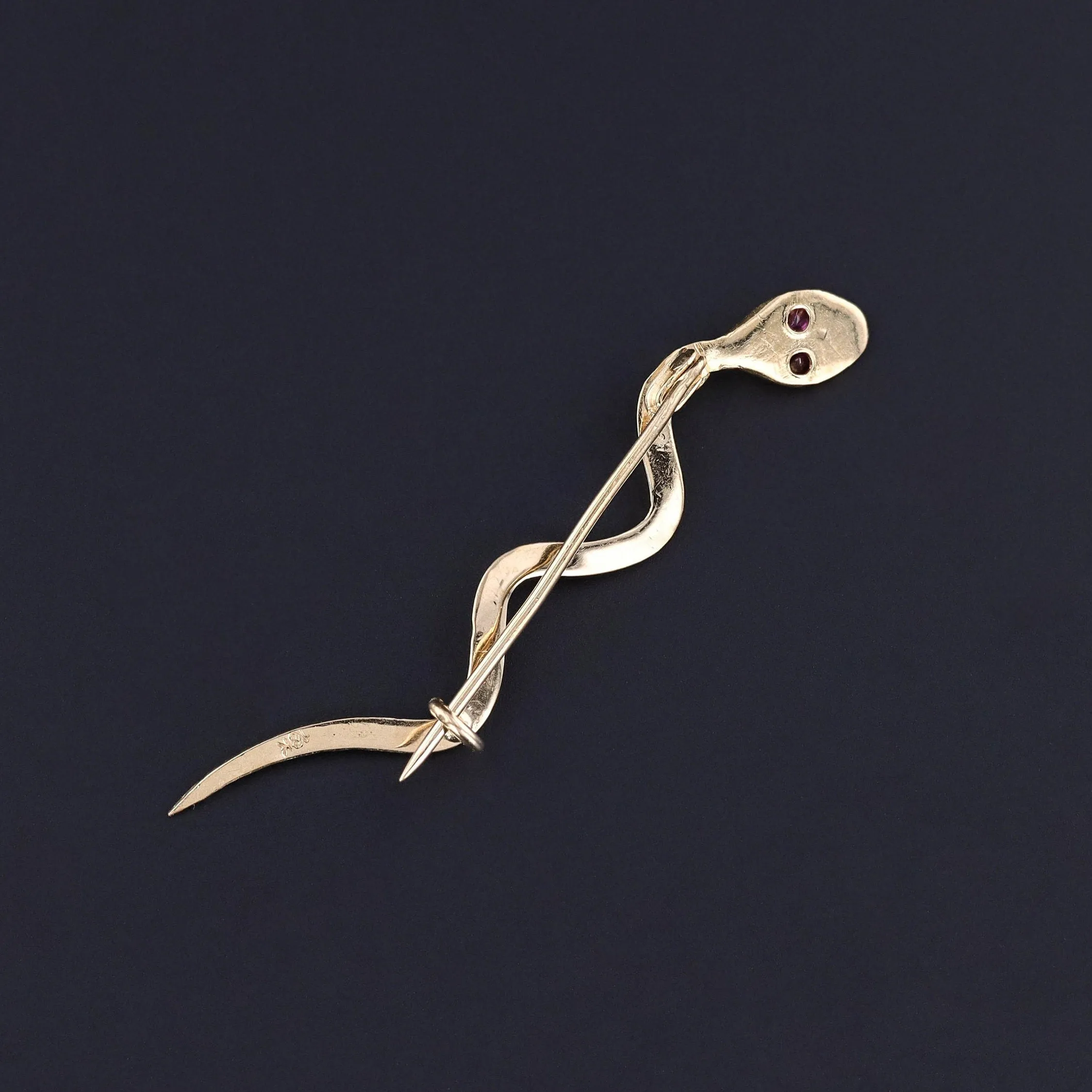 Vintage Snake Brooch of 18k Gold